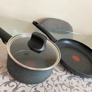 Premium Black Cookware Set with Glass Lid